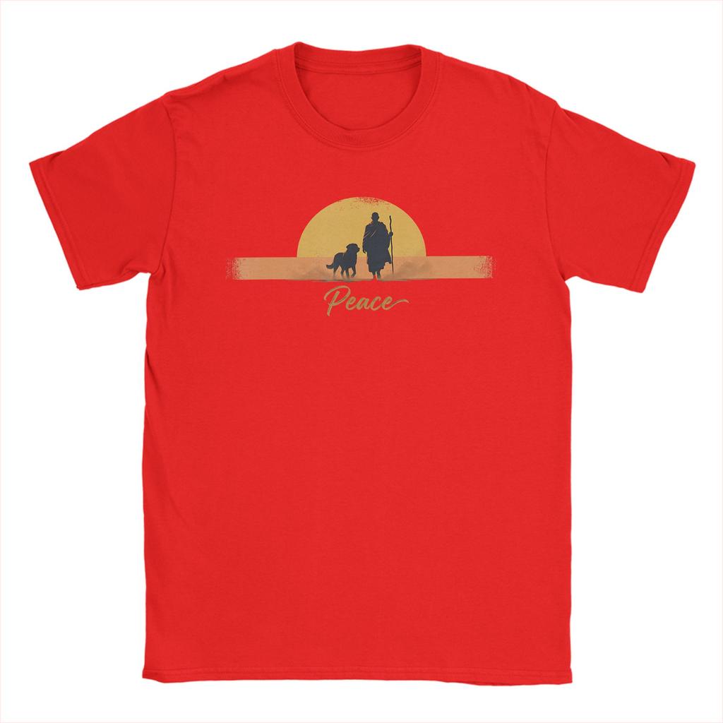 Streetwear T Shirt Summer Peace Minimalist Zen Art Walk For Peace Monks With Aloka Dog  Trendy TShirts  100 Cotton Tee Shirt