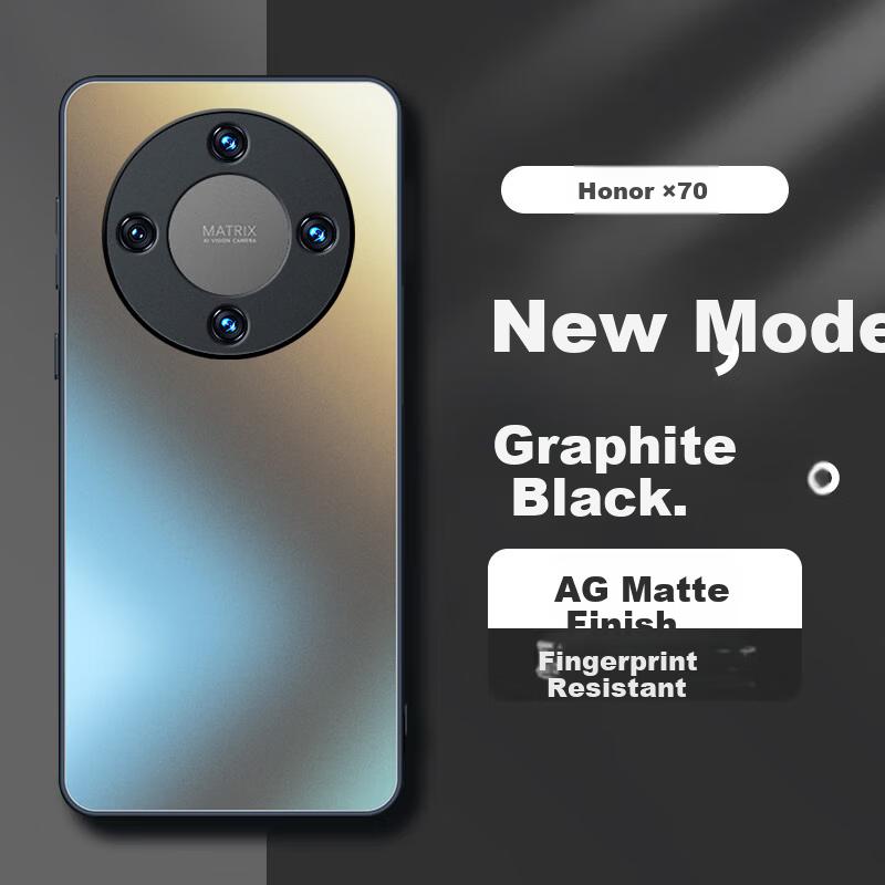 Dreamworthy AG Matte Honor X70 Case Full Coverage Ultra-Thin Luxury Matte Silicone Shockproof Simple Unisex Graphite Black