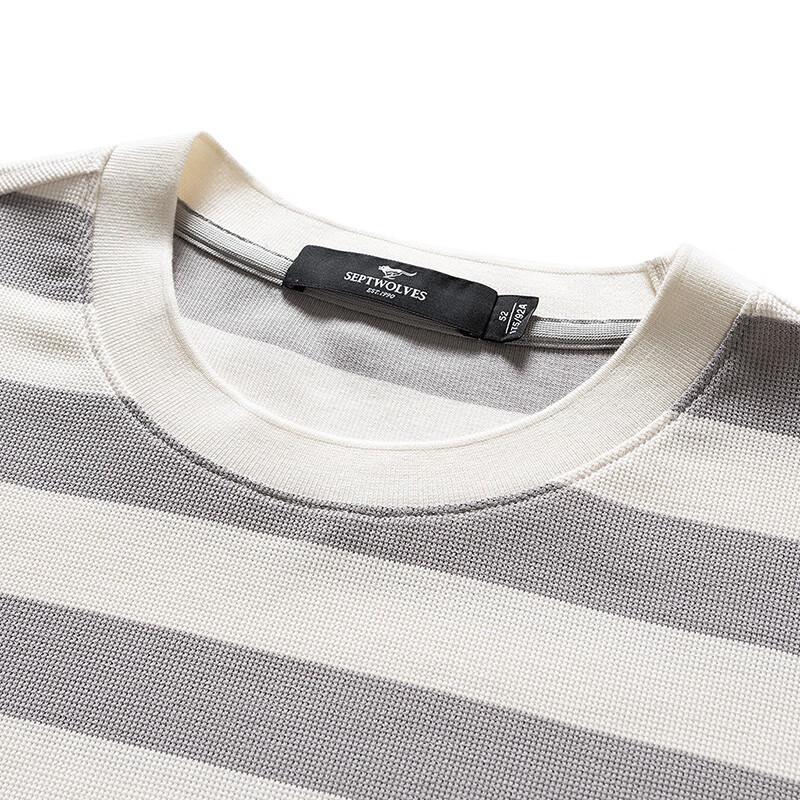Septwolves Men's Summer Striped 7A Antibacterial Short Sleeve T-shirt