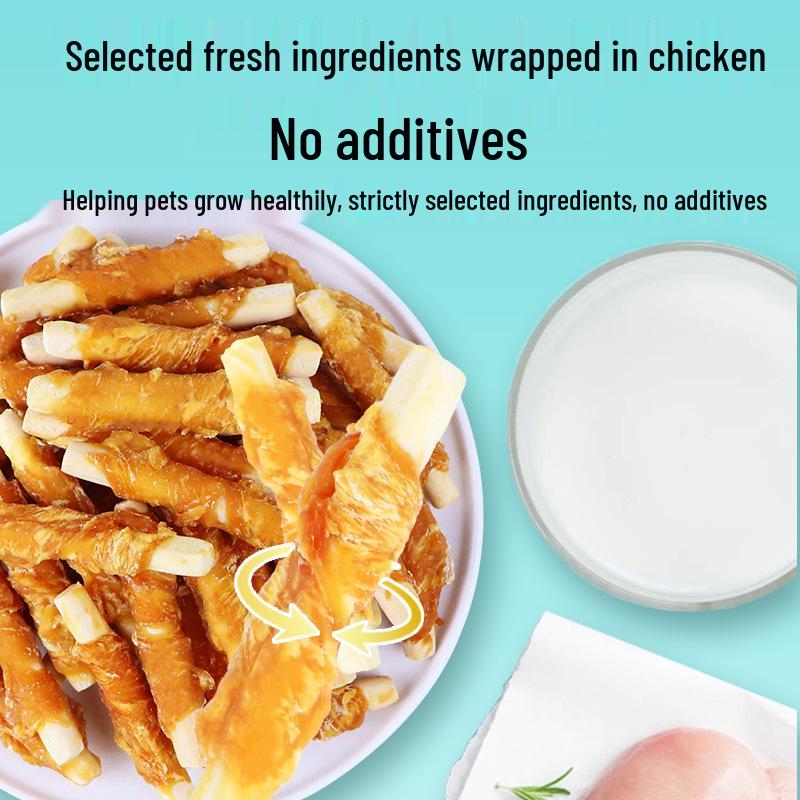 Colorful 100g Pet Snacks: Sushi Sandwich Wraps for Teeth Cleaning & Shiny Coat.