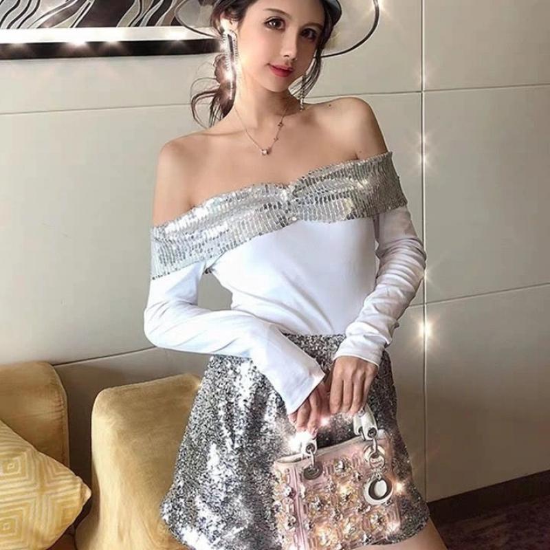 Fritidsshorts for kvinner Sommermote Y2K paljettdesign Høy midje Slank Løs Enkel A-linje shorts med brede ben Koreansk gatetrend