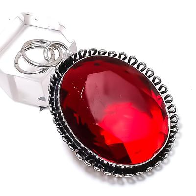 Natural Mozambique Garnet Gemstone 925 Sterling Silver Gift Pendant 1.97" R9l51