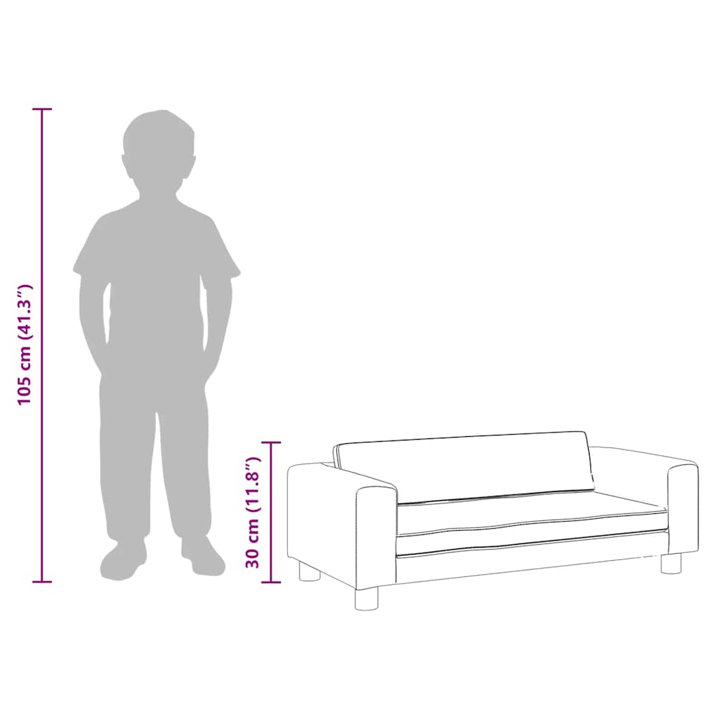 Kids Sofa with Footstool Cream 100 X 50 X 30 Cm Faux Leather