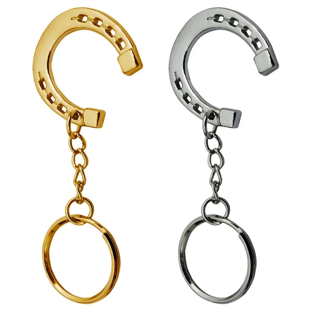 Fashionable Silver Tone Horseshoe Keyring Charm Sturdy Snaffle Bit Designs Keychain for Horse Lovers Decoration