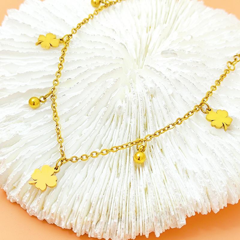 Šťastný čtyřlístek titanová ocel náramek na kotník Ins síťový červený módní osobnost sto partnerů náramek na kotník dámské šperky