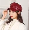 Women's Autumn/Winter Korean-Style PU Beret: Trendy Solid Color Octagonal Hat