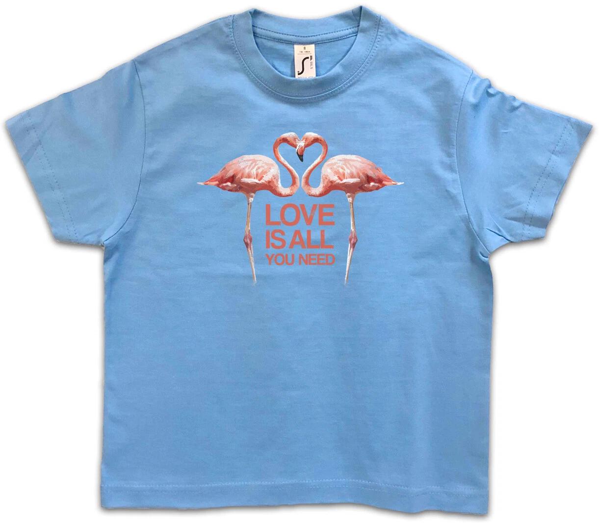 

LOVE IS ALL YOU NEED FLAMINGOS Kids Boys kids boys T-Shirt Heart Princess Fairies Free 110