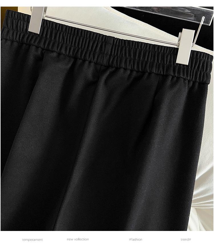 Pantalon amincissant en laine taille haute - Grande taille 200/300 Jin Jambe droite, Coupe ample, Pantalon long décontracté d'hiver pour grandes tailles