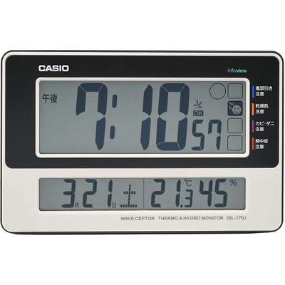 Table Clock / Wall Clock, Radio-Controlled, White, Digital, with Temperature, Humidity, And...