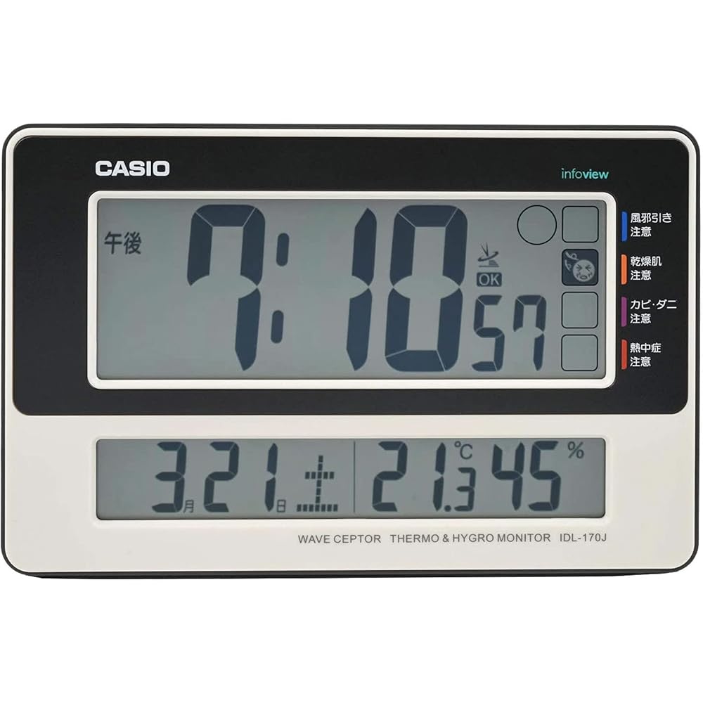 CASIO Table Clock / Wall Clock, Radio-Controlled, White, Digital, with Temperature, Humidity, and...