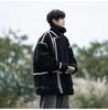 Men's Lambswool Fur-Lined Color Block Winter Jacket, Trendy American Brand, Plus Size, Thickened Cotton for Teens