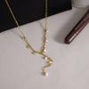 18K Gold Plated Pearl Pendant Necklace Y Shape Wedding Necklace Zircon Pendant Necklace  Women