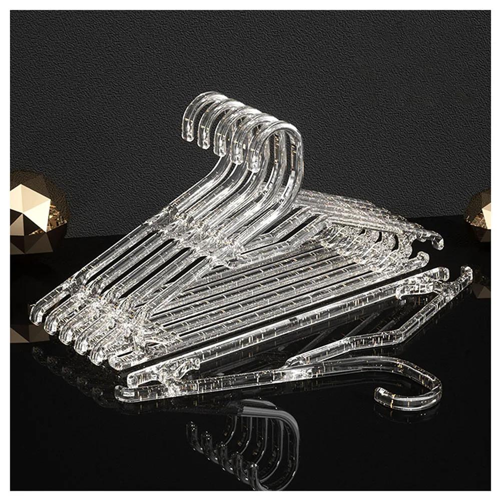 

10 шт. прозрачных акриловых вешалок для одежды, нескользящие блестящие вешалки для пальто, кристальная вешалка для костюма, пальто, свитера, куртки, блузки, платья 10pcs