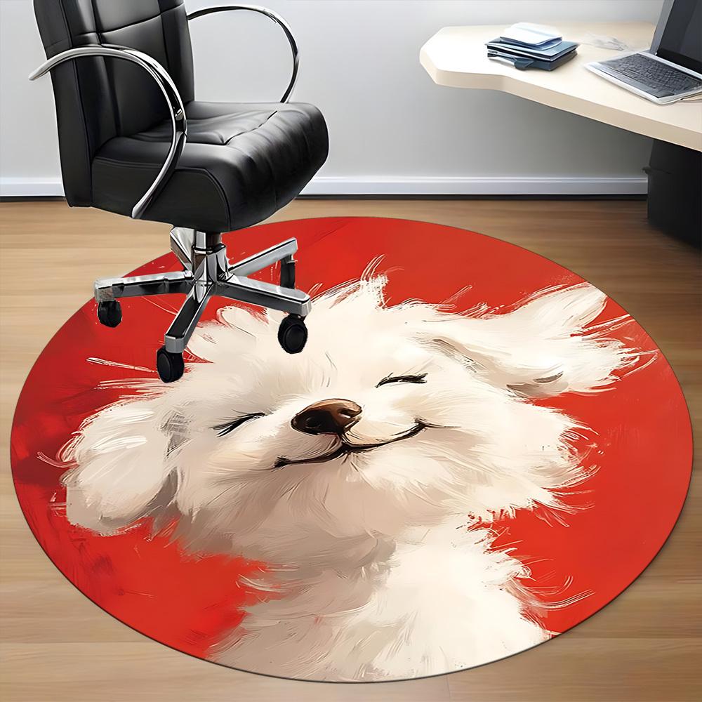 1PC Puppy Pet Office Round Area Rug,  Mat Suitable ForOffice, Under Office Chairs Bedroom Living Room Home Decor, Room Deco