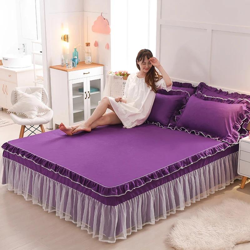 Lace  Anti Slip Bed Skirt  Ruffle Edge Transparent Gauze Wear Resistant Bed Cover Household Mattress Protective Cover Bedding