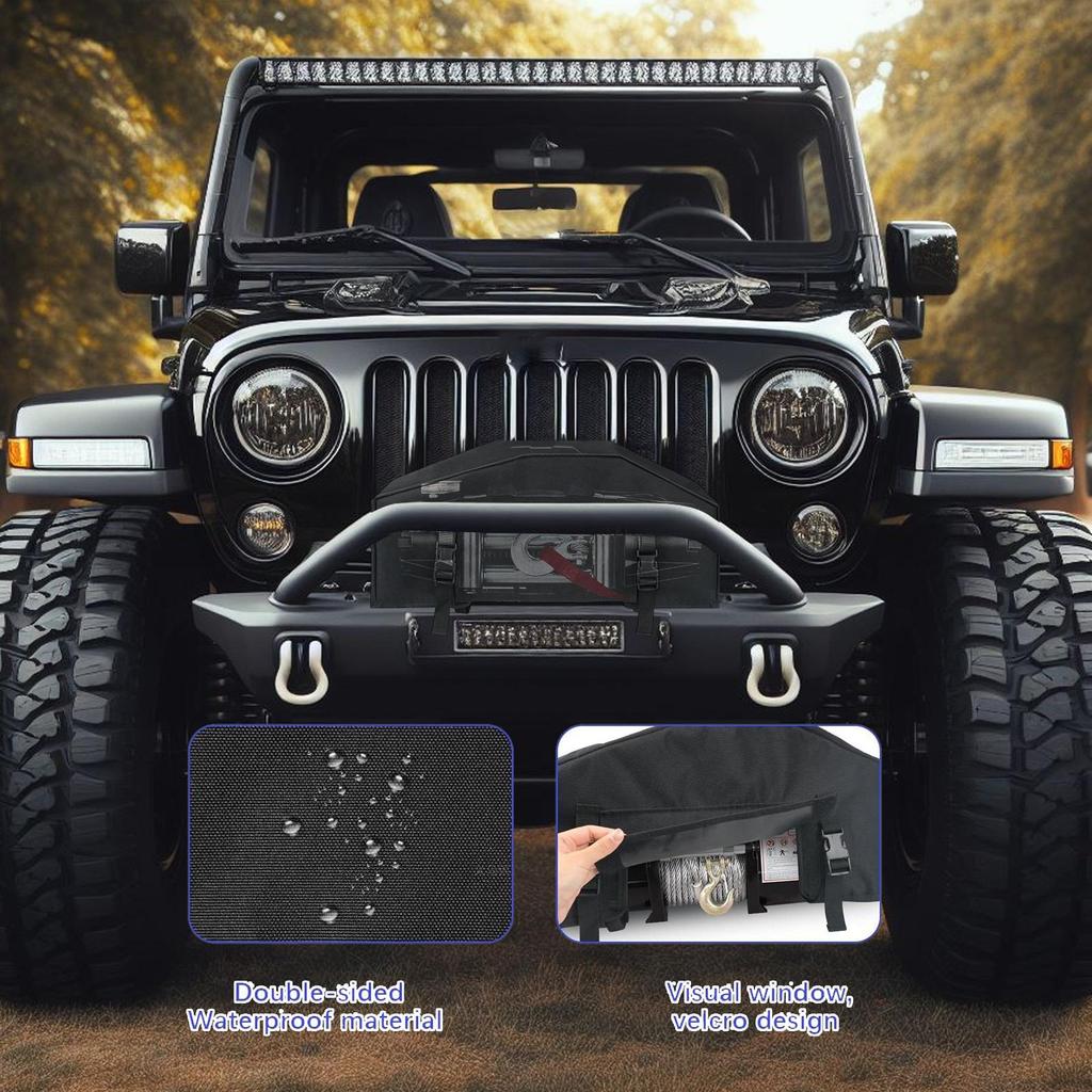 Winch Covers UV Protection Protector Adjustable Straps Oxford Waterproof Dust Cover for Snow Automobile Automotive Car Outdoor