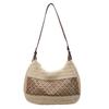 Crochet Mesh Shoulder Bag Women Summer Beach Tote With Leather Strap Natural Style Design