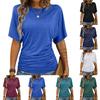Lockeres kurzärmeliges T-Shirt Damen Unifarben Rundhals Oberteil Mode