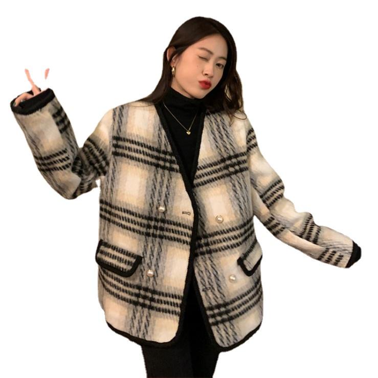 Теплая и модная шерстяная женская куртка XL чёрный