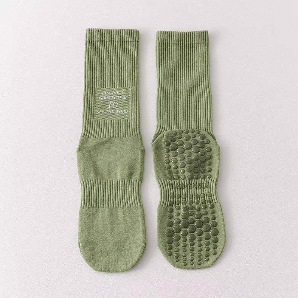 

Ins Anti Slip Yoga Socks Professional Soft Pilates Socks Letter Printed Special Sports Socks Skipping Rope Running Dance зелений