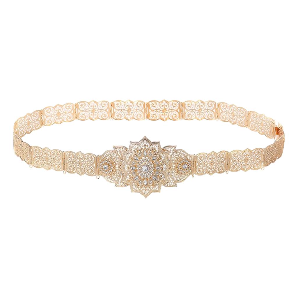 Shimmering Hollowout Belt for Wedding Russian Caucasus Bride Belt for Festival Themed Party Carving Crystal Waist Belt