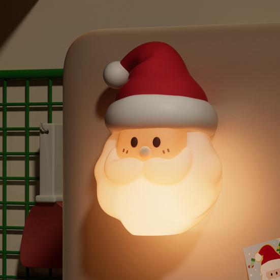 Santa Claus Night Light Rechargeable Silicone Touch Lamp Magnetic Hangable Cute Christmas Lamp Auto-Off Nursery Bedside Nightlight for Breastfeeding