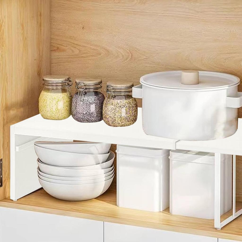 Kitchen Stretchable Cabinet Shelf Cupboard Separated Storage Space-Saving Stackable Layered Shelf Kitchen Storage Accessories