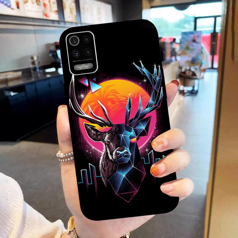 Soft TPU Phone Case For LG K52 K62 Q52 Black Silicone Back Cover For LGK52 LGQ52 LGK62 Fashion Flower Shell Fundas Bumper