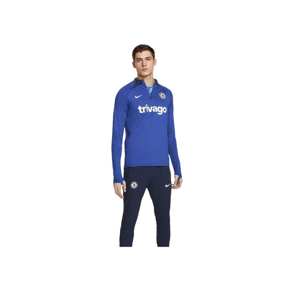 Nike Chelsea Fan Edition Professional Soccer Sport Half-Zip Training Stand-Collar Letter Print Breathable Round-Neck Long-Sleeve T-Shirt DM2455-496