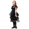 Black Princess Dress Girls Halloween Cosplay Costume Adams Family Theme Party Outfit