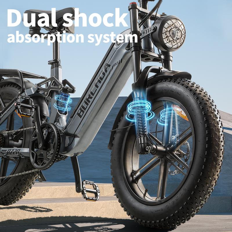 BURCHDA NEW AZ20 1000W 45km/h 20-inch electric bike, 48V 20Ah lithium battery, Ebike 4.0 Fatbike for adults