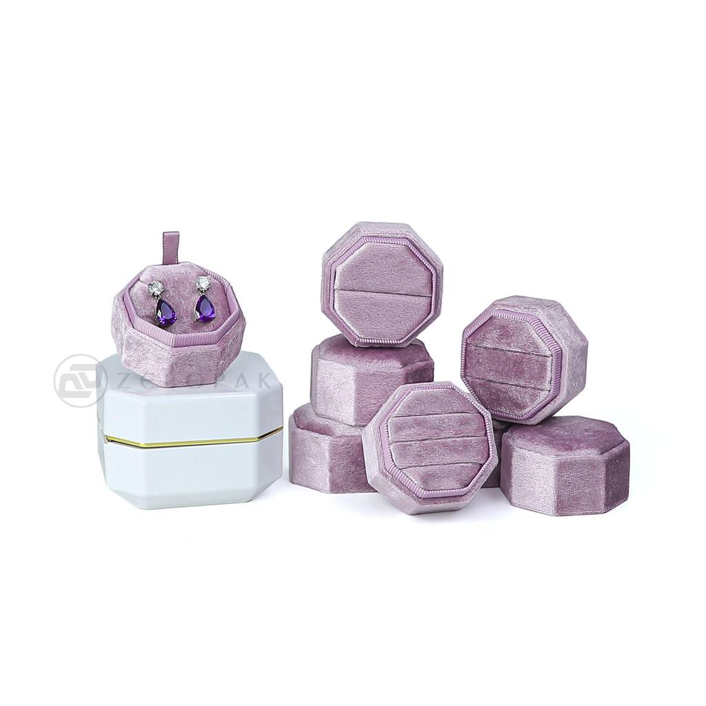 Octagonal Velvet Jewelry Box for Wedding or Proposal Rings