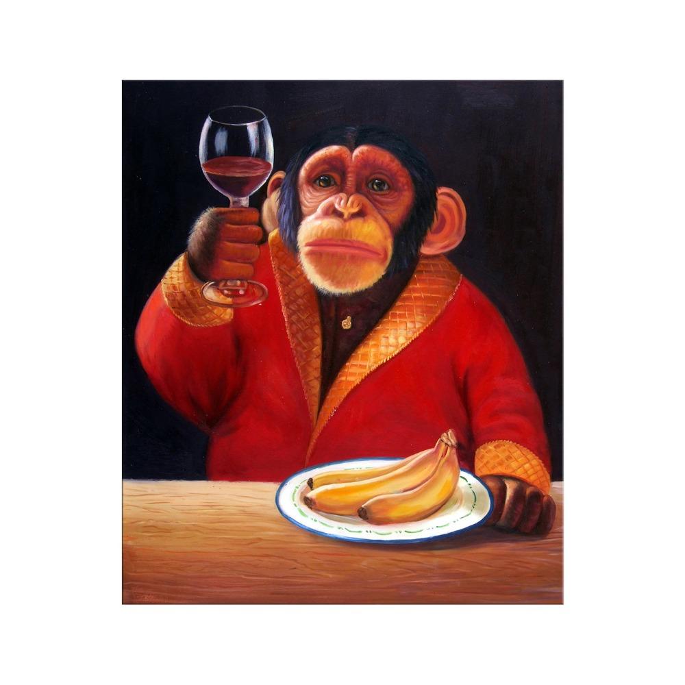 

Картина маслом с большой печатью, мудрая обезьяна, крестный отец, настенная живопись, настенное художественное украшение, картина для гостиной, живопись 21*30cm