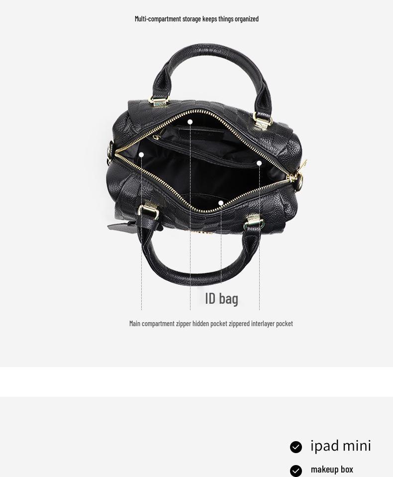 Damska torebka crossbody ze skóry naturalnej 2025 - Duża pojemność, do pracy, poduszka, torba Boston