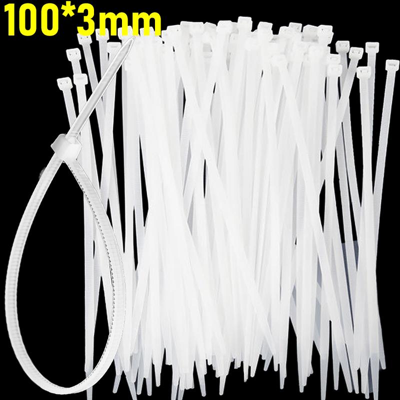 500/100pcs Nylon Cable Ties with Mounting Screw Hole Self Locking Loop Wraps Zipper Cables Tie Wire Fastening Straps Bundle Tool