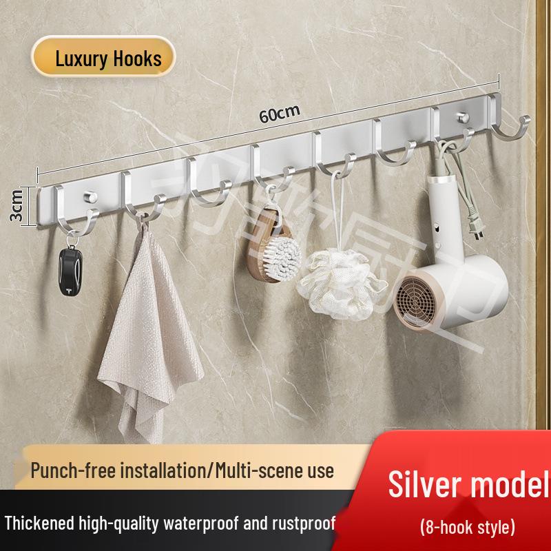 Adhesive Wall-Mounted Bathroom Clothes Hook - No Drill Required