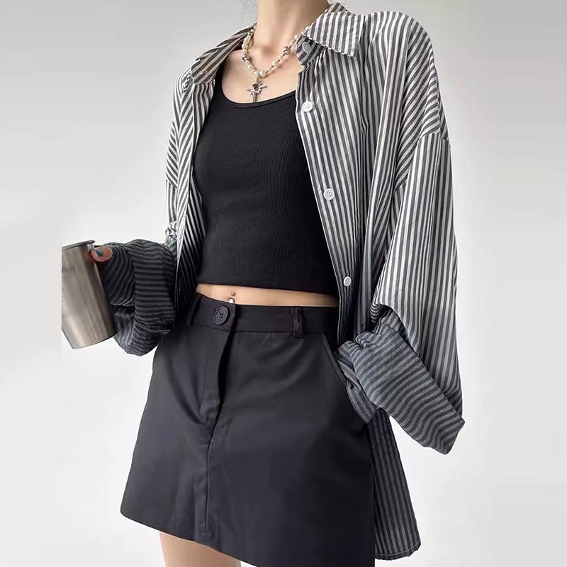 

ZANZEA Женские повседневные рубашки с длинным рукавом в полоску и градиентом M