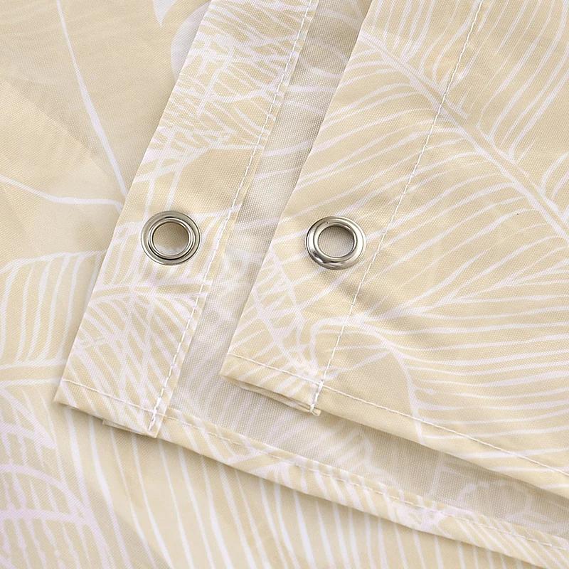 Bambusová Dekorace Sprchový Závěs Retro Design Rostlinný Potisk Pratelný Koupelnový Závěs Set Hnědá Opálená Béžová Koupelnové Doplňky S Háčkem