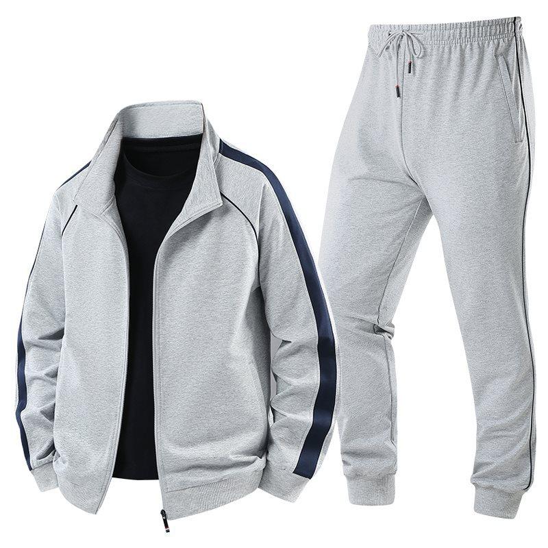

Spring Autumn Men s Cotton Tracksuit Stand Collar Sweatshirt Casual Stylish Cardigan Jackets And Pants 2 Piece Sets S