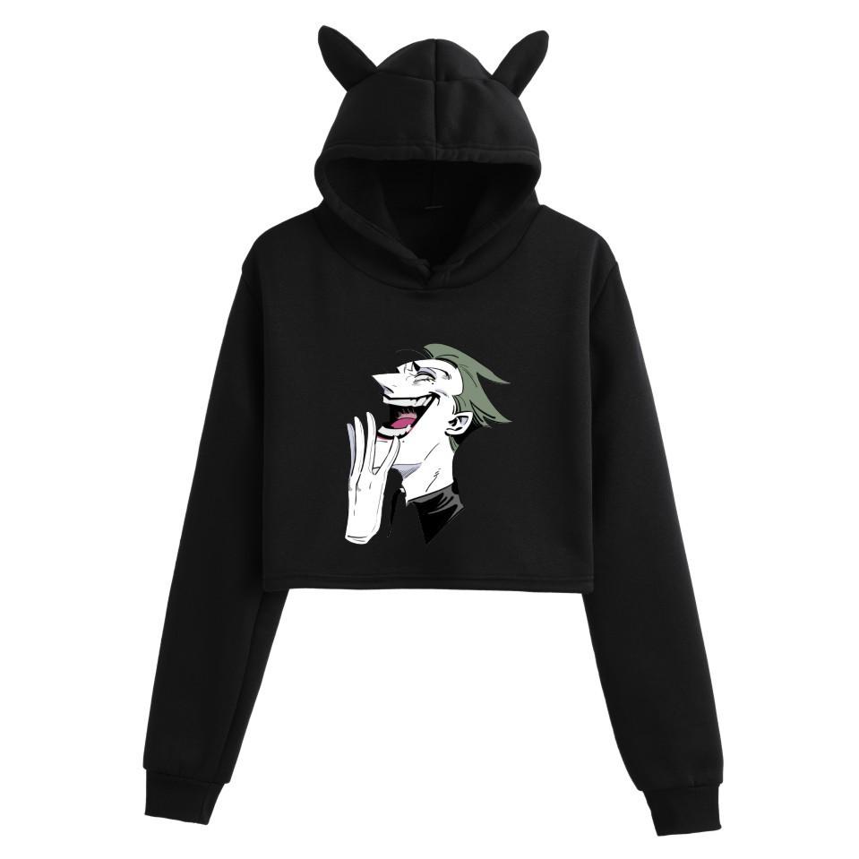 Jujutsu Kaisen Cat Ear Crop Hoodie - Spring Fashion Trend for Girls