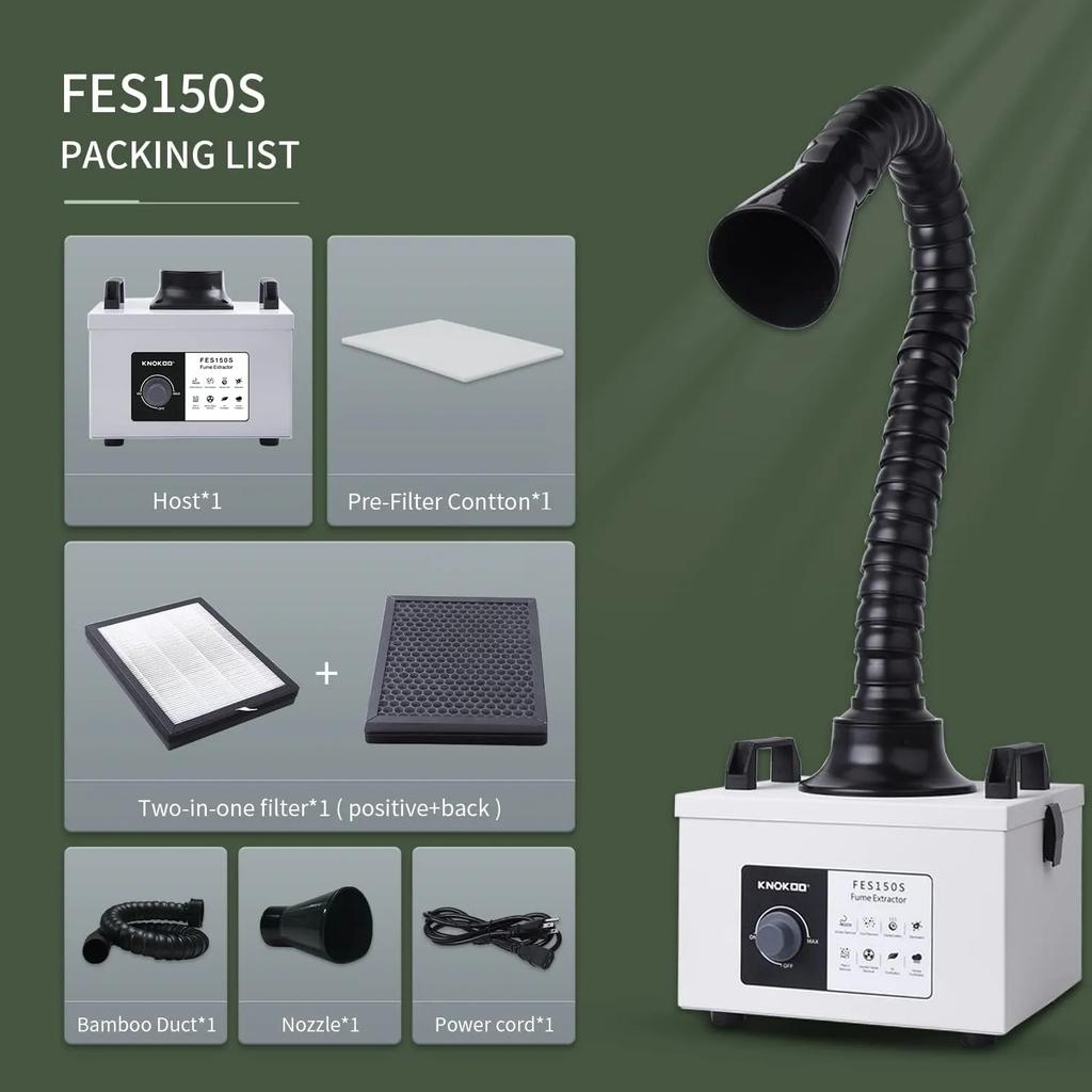 KNOKOO FES150S Solder Fume Extractor High Efficiency 99.97% Purifier for Welding , Laser & 3D Printer