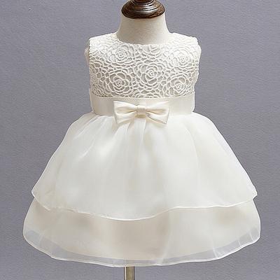 Baby Infant Baptism Dress White Ivory Lace Toddler Christening Gown With Bowknot
