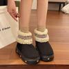 Winter New Platform Snow Shoes Women's Fashion Round Head Suede Embroidery Sleeve Riveted Cotton Boots
