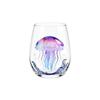 Animal Print Stemless Wine Glass, Handleless Glass Cup With, Turtle and Pattern for and Home Use