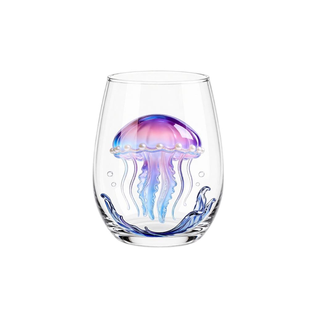 Animal Print Stemless Wine Glass, Handleless Glass Cup With, Turtle and Pattern for and Home Use