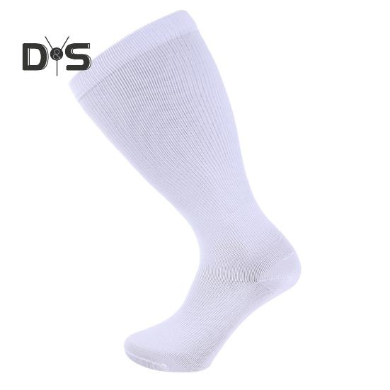 1 Pair Sport Sock Great Compression High Elasticity Plus Size Mid-tube Breathable Soft Anti-slip Solid Color Running Hiking Obesity Stockings
