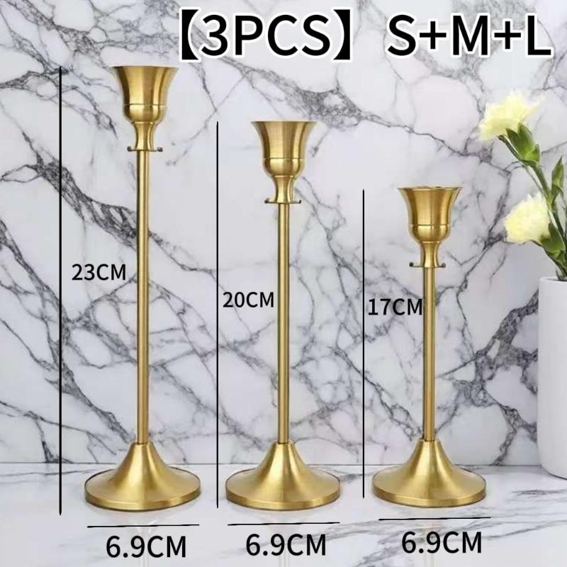3Pcs Metal Candle Holder Simple Candlestick For Wedding Party Candlelight Dinner
