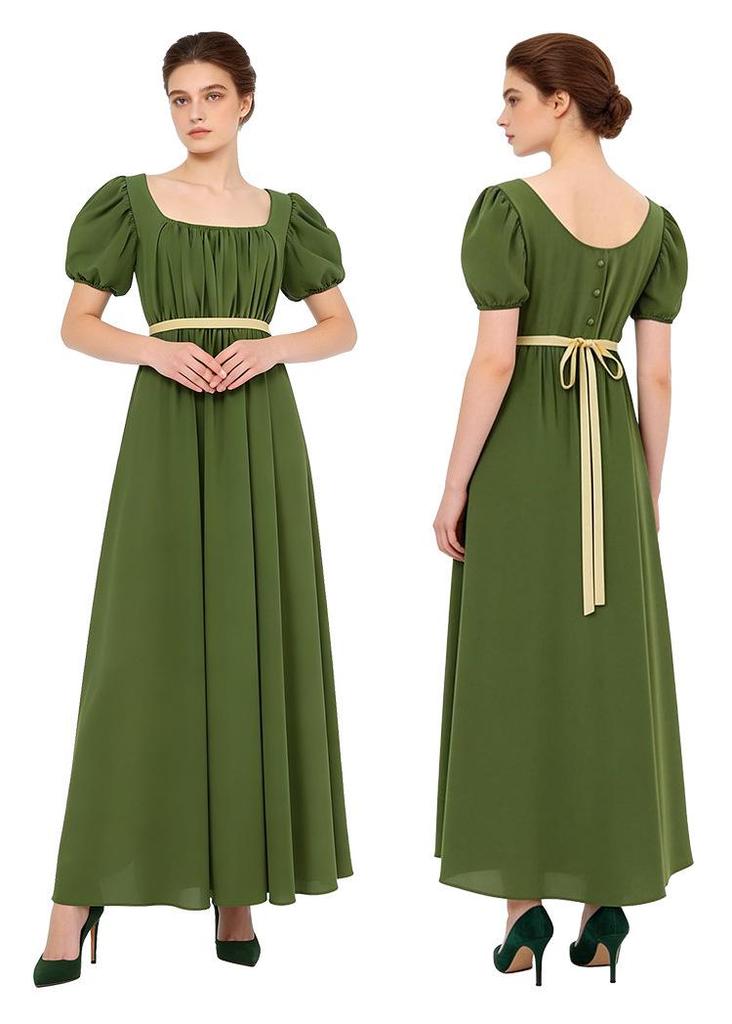 Bridgerton Regency Kleid: Hochtailliertes viktorianisches Kleid für Halloween & Teepartys