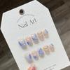 HANDMADE Artificial Nail Summer Dream Mermaid Tail Cat Eye 3D Phototherapy Nails Hand-painted Manicure Baroque Style Reusable and Removable Nails
