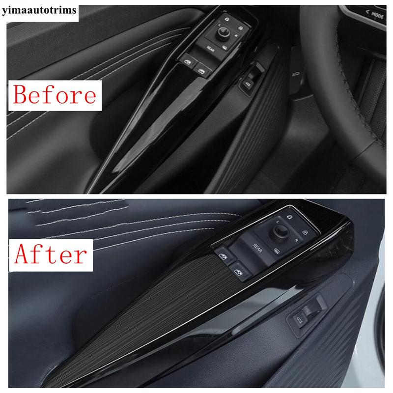 Auto Innen Tür Armlehne Fensterheber Knopf Panel Abdeckung Zierleiste Für VW Volkswagen ID.4 ID4 - 2025 Karbonfaser Optik Zubehör